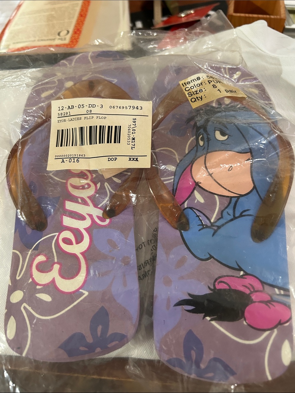 Eeyore Purple Character Flip Flop Sandals